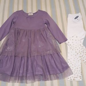 Hanna Andersson Girls Dress EUC w/ON Leggings